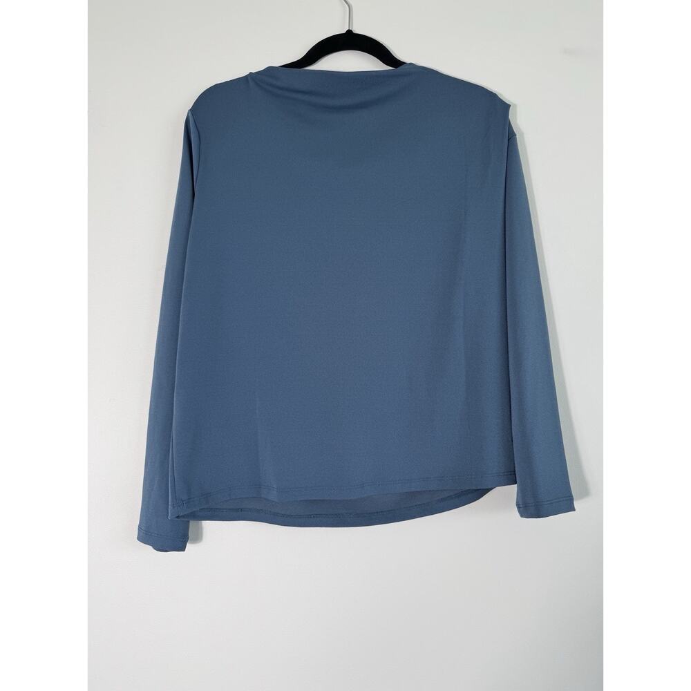 NWT Banana Republic Blue Cowl Neck Long Sleeve Stretch Size M Basic - Picture 5 of 6